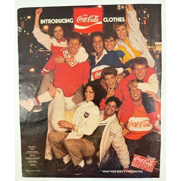 Other - Vintage 1985 Enjoy Coca Cola Clothes Group Huddle Macys Advertisement Print Ad